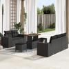 8-piece Garden Sofa Set with Black Poly Rattan and Acacia Cushions, Garden Dining Set 3361949