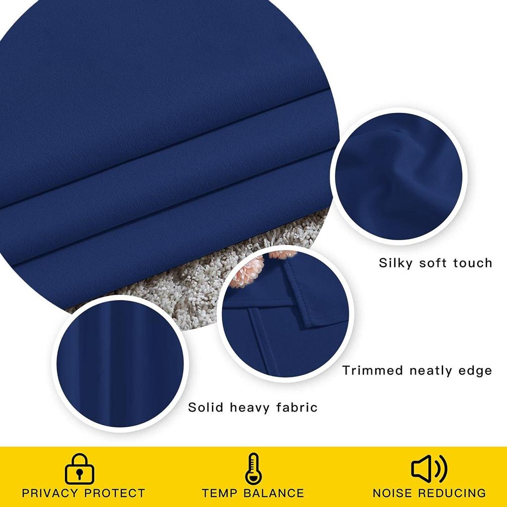 Set of 2  Room Darkening Thermal Insulated Polyester Blackout Curtain  (Royal Blue)