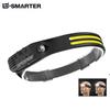 LED COB Induction Headlamp Built-in Battery Sensor Head Flashlight USB Rechargeable 5 Lighting Modes Waterproof Headlight