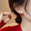 Elegant Angora Red Zircon Square Earrings - Sophisticated and Versatile Design