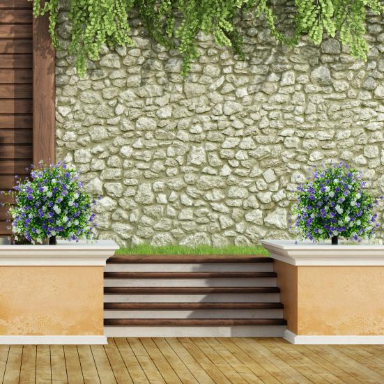 Artificial Potted Tree with Ground Stakes, UV Resistant Outdoor Faux Camellia Topiary Plants, Lifelike Fake Camellia Shrubs Bushes for Front