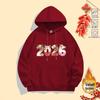 Унисекс худи "Красный бархат" - Год Лошади 2026 Праздничная новогодняя куртка для подростков