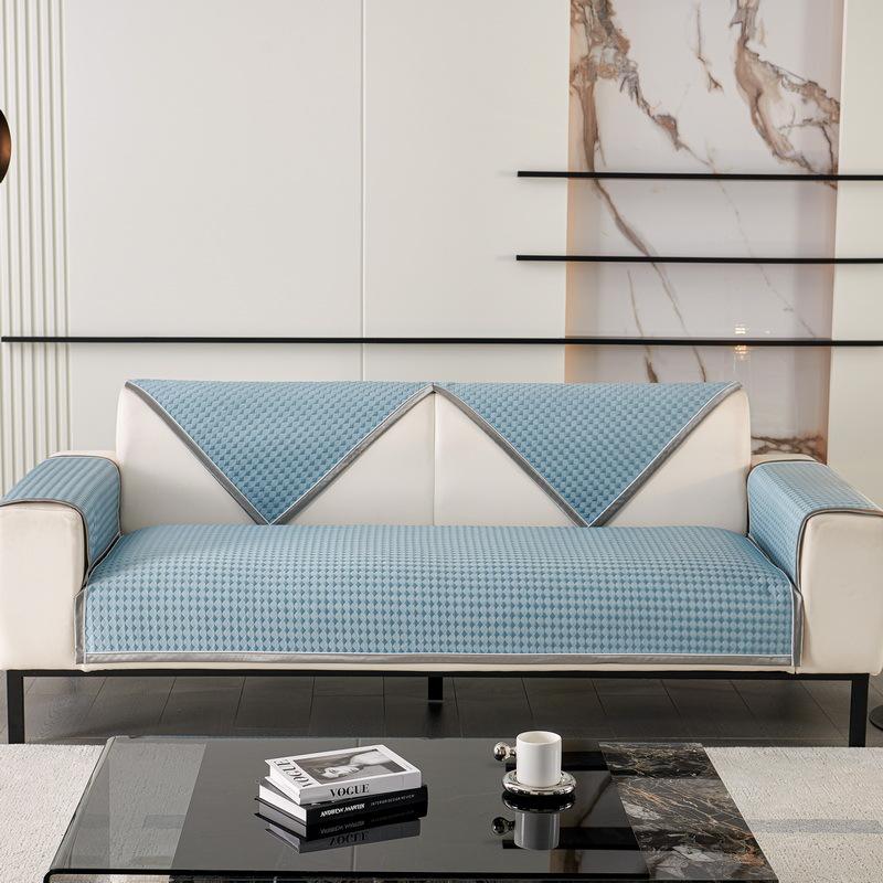 Summer Sofa Cushion Solid Color Light Luxury Cold Summer Mat Cushion Non-Slip Summer Sofa Cover High-End Cloth Liner