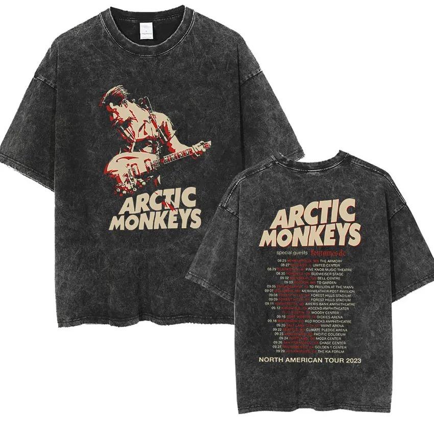 Couple Vintage Washed Oversized Short Sleeve T Shirt Y2k Hip Hop Streetwear Retro Rock Arctic Monkeys Music Album Graphic Tees