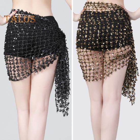 Шарф для танца живота, юбка-халат с пайетками, мини-юбка с вырезом, пояс для восточного индийского танца, карнавальный костюм, аксессуар для выступлений