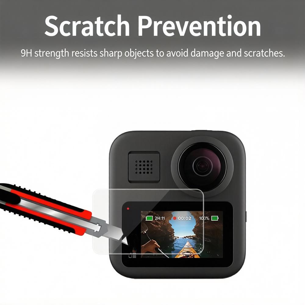Screen Protector for GoPro Max 2 Tempered Glass 9H Hardness Anti-Scratch HD Clear Ultra-Thin Bubble-Free High Definition Film