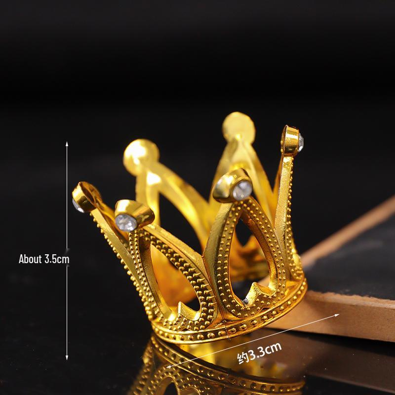 Mini Crystal Princess Crown Cake Topper for Girls' Birthday Dress-up