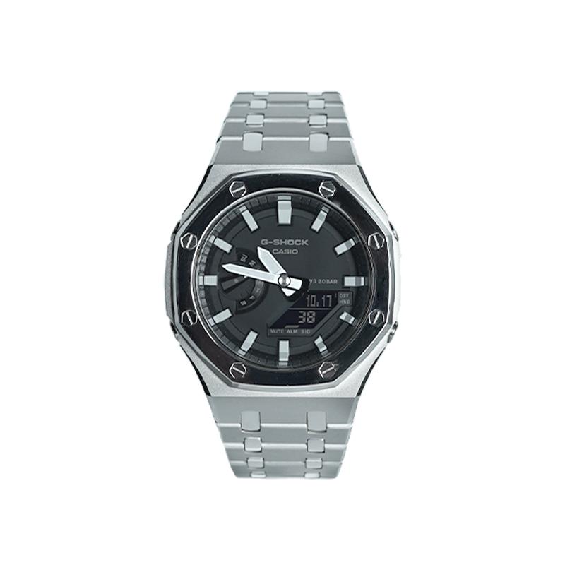 Casio Мужские часы с двойным дисплеем (жидкокристаллический/аналоговый) Серия Черные часы GA-2100-1A-