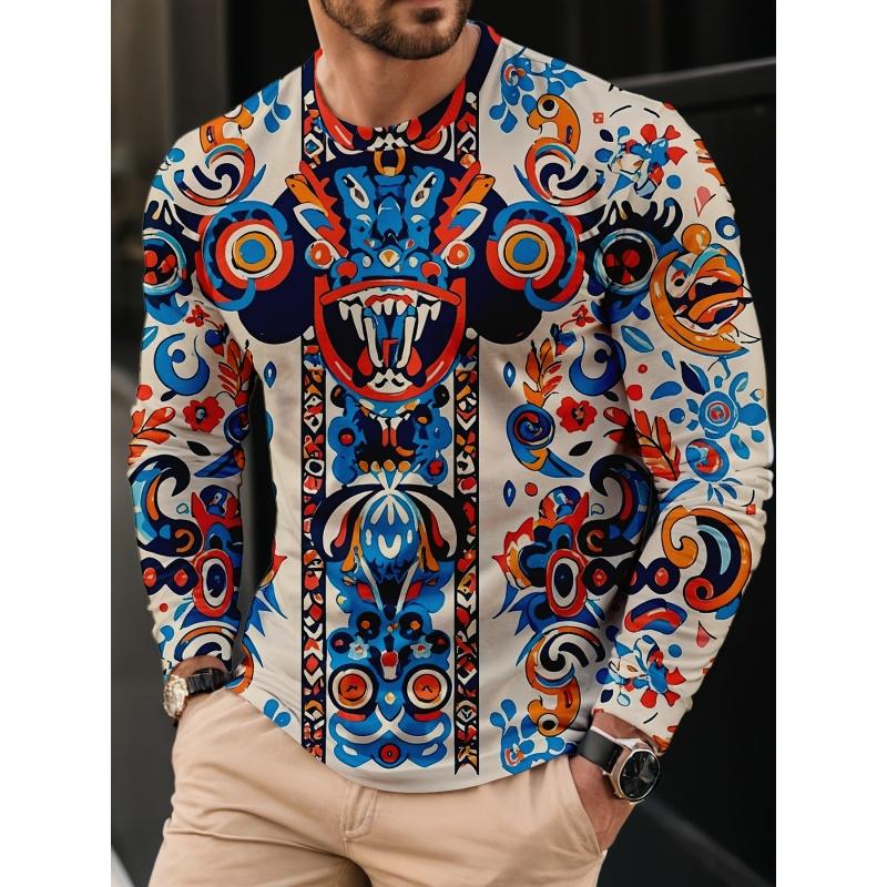 3D Printed Cool Cartoon Graffiti T Shirt For Men Skull Robot Pattern Tees Autumn Casual Long Sleeves O-Neck Tops Loose T-Shirts