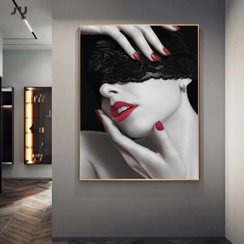 Современные сексуальные красные губы плакаты на скандинавскую тему и принты холст живопись настенные художественные картины для гостиной домашний декор Cuadros без рамки