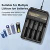 Зарядное устройство на 4 слота 18650 Портативное зарядное устройство для литий-ионных аккумуляторов 3,7 В 18650/18490/16340/14500/10440 USB-зарядное устройство