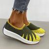 Rimocy Spring Autumn Flat Platform Shoes For Women Breathable Mesh Slip On Flats Woman Striped Knitted Casual Shoes Plus Size 43