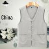 Men's Summer Lightweight Linen Tang Suit Vest - Loose, Breathable, Sleeveless for Middle-Aged & Elderly