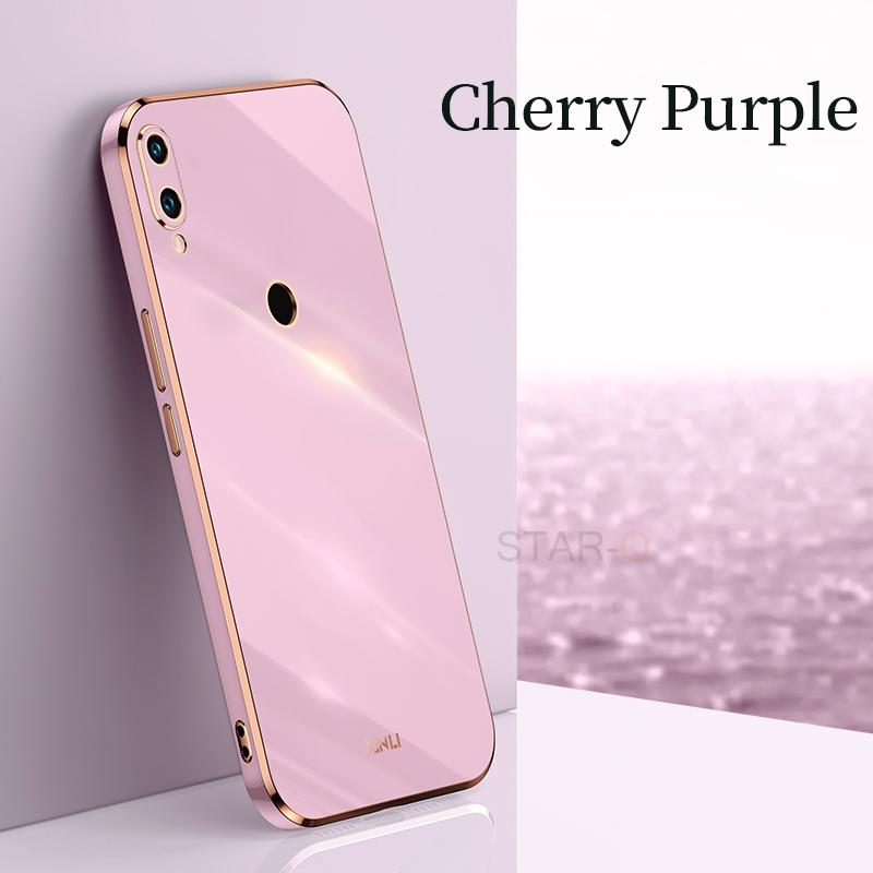 Plating Square Ring Holder Phone Case On For Xiaomi Redmi Note 7 Pro Xiomi Note7 7pro Luxury Bumper Soft Silicone Stand Cover