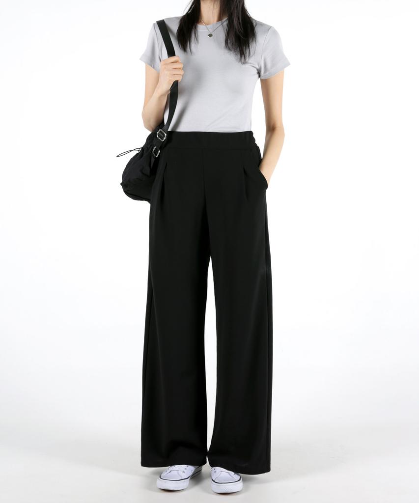 UMM Women'S Back Elastic Single-Pleat Wide Spandex Pants 2 Colors