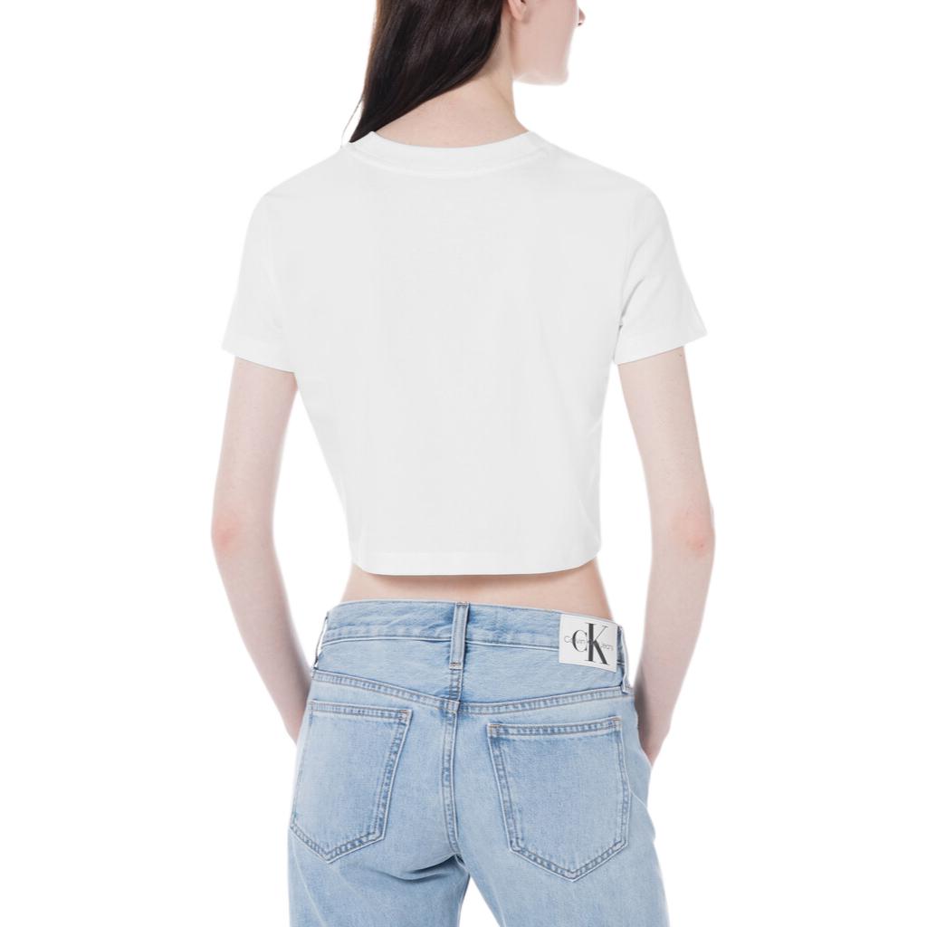 Calvin Klein Однотонная футболка с коротким рукавом, женские топы, белая J224288-YAF