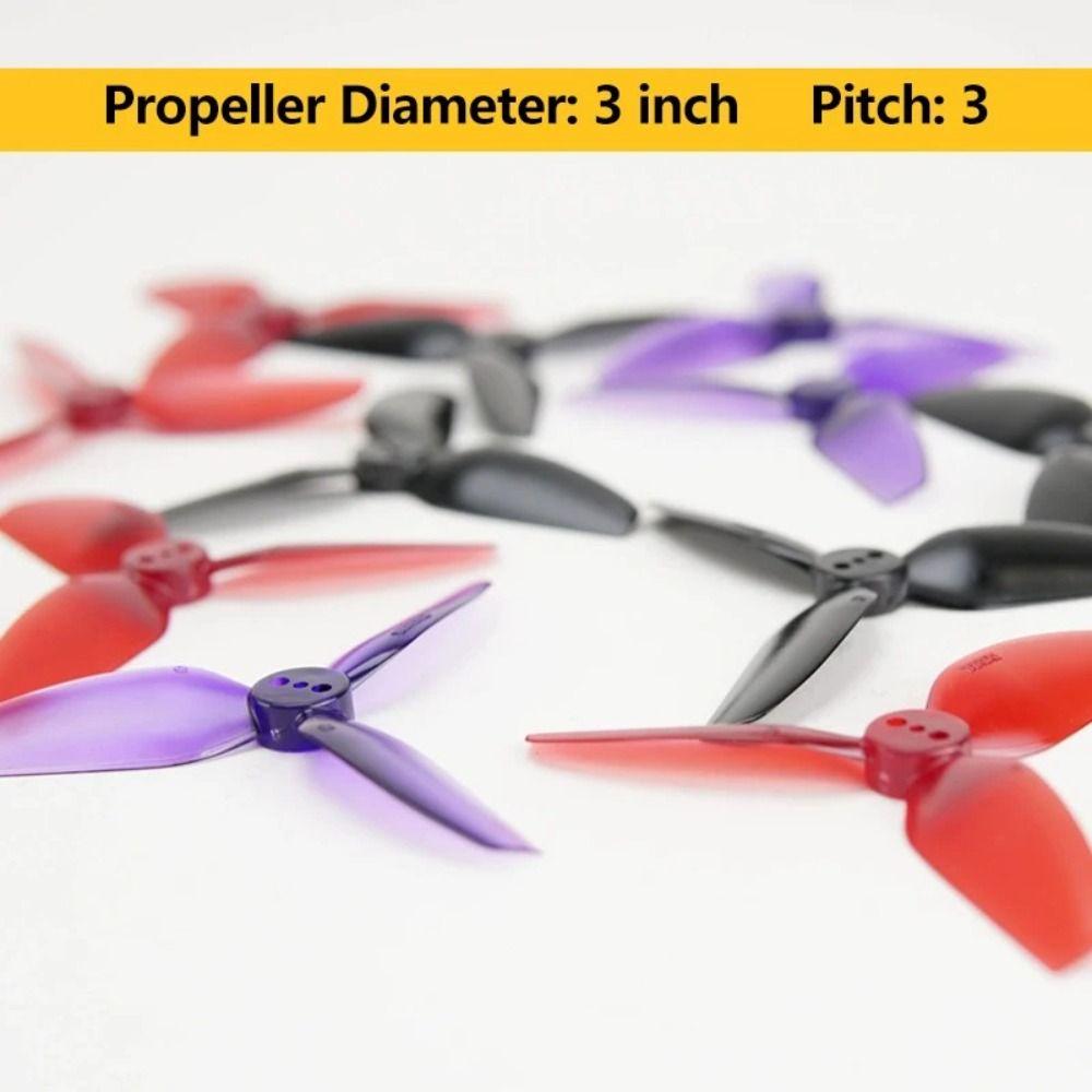 2Pairs Durable PC Prop T3X3X3 Propeller 3inch Drop-proof Toothpick Cinewhoop Ducted 3 Blades 3030 3-Blade Props CineLog
