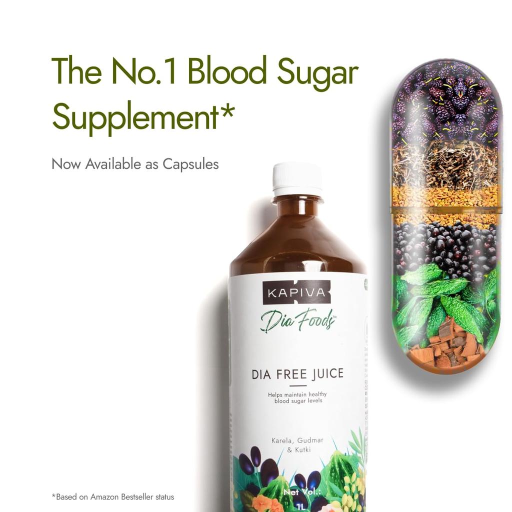 Kapiva Dia Free Ayurvedic Capsules For Daily Metabolic Wellness Energy Balance And Herbal Nutrition Support Pack Of 1 60 Capsules