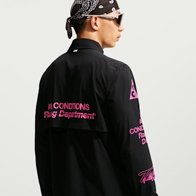 Men's Nike ACG Shirts Men's Black/Rose Red Lapel Moderate