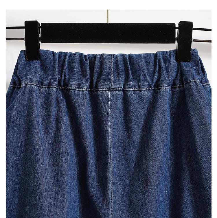 Ladies' Trousers Big Size Women's Denim Shorts Wide-legged Thin Section A Word Skirt Trousers Female Summer Thin Cover Belly Five-minute Trousers
