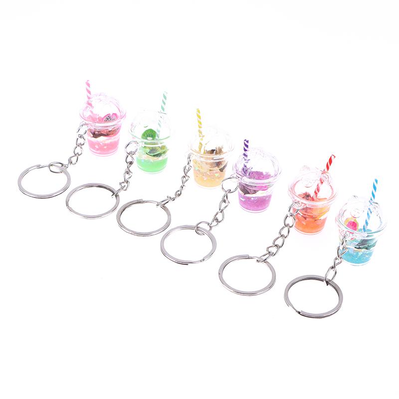 1 шт., креативный мини-светящийся молочный пузырь, чашка чая, брелок для ключей для женщин и мужчин, милая сумка, подвеска, кольцо для ключей от автомобиля, ювелирные изделия, подарки