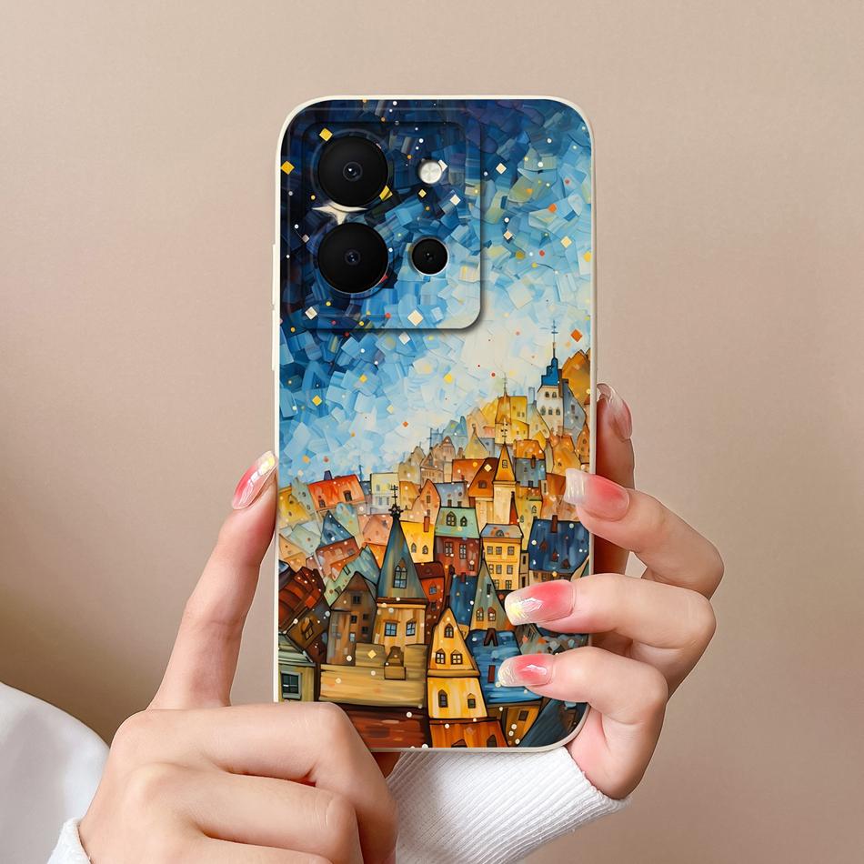 Чехол для телефона Vivo Y36 4G 5G Милый дизайн Защита камеры Задняя крышка Для Vivo Y 36 Мягкий жидкий силикон Ударопрочный Чехол-оболочка