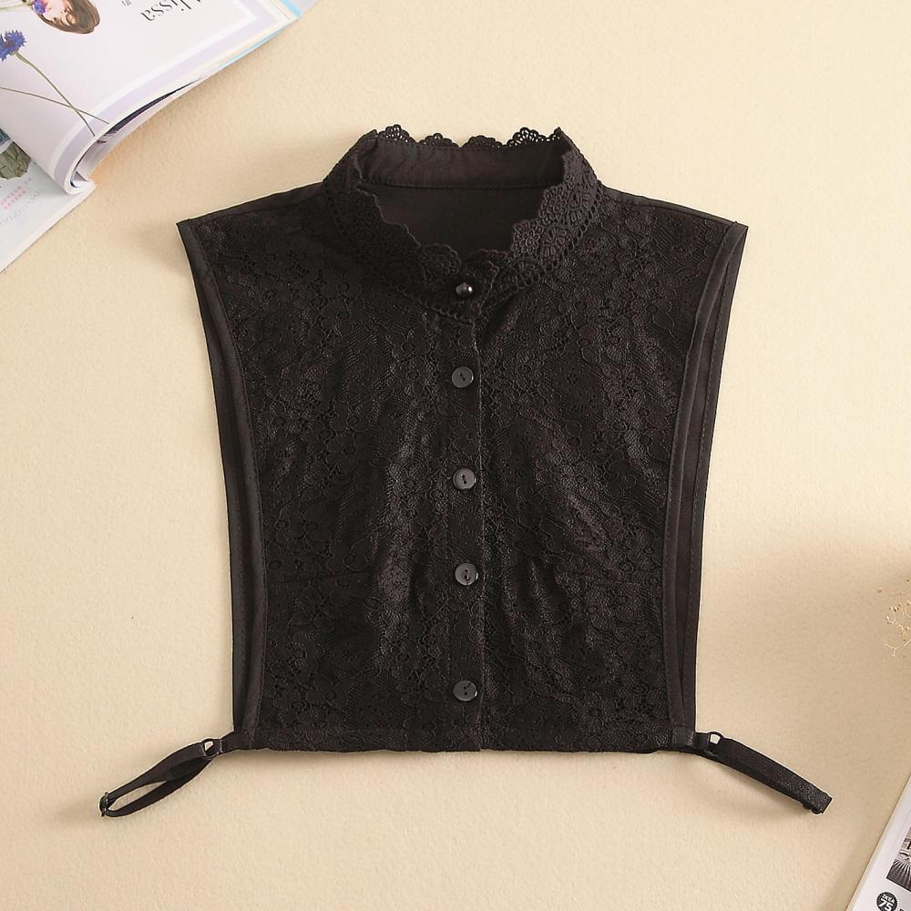2023 Shirt Fake Collar Lace Black White Shirt Detachable Collar Suit Men Female Shirt Lapel Top Summer Thin Cool Fake Collar