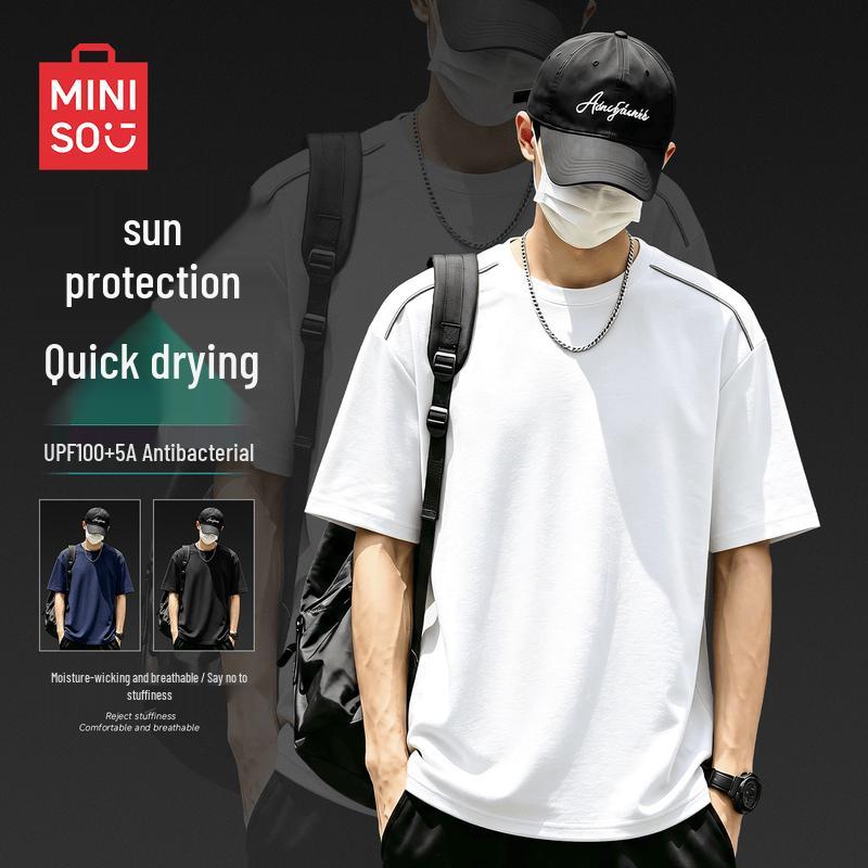 MINISO Men's Workwear Style Colorblock Quick-Dry T-Shirt