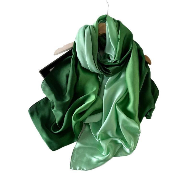 Градиентный однотонный шарф, универсальный атласный шарф, удлиненный платок, темпераментная летняя длинная женская шаль