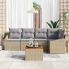 Garden Sofa Set 6 pcs Beige and Light Grey Poly Rattan