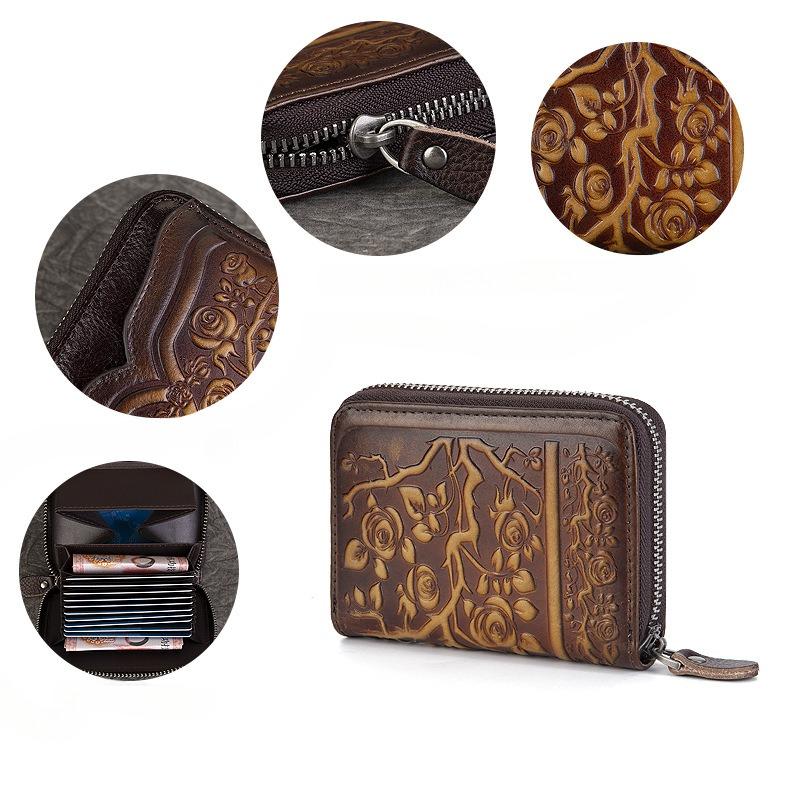 Кошелек женский цветной с протиркой, большой емкости, первый слой коровьей кожи, тисненый кошелек для монет, многофункциональный мини-сумка для сертификатов