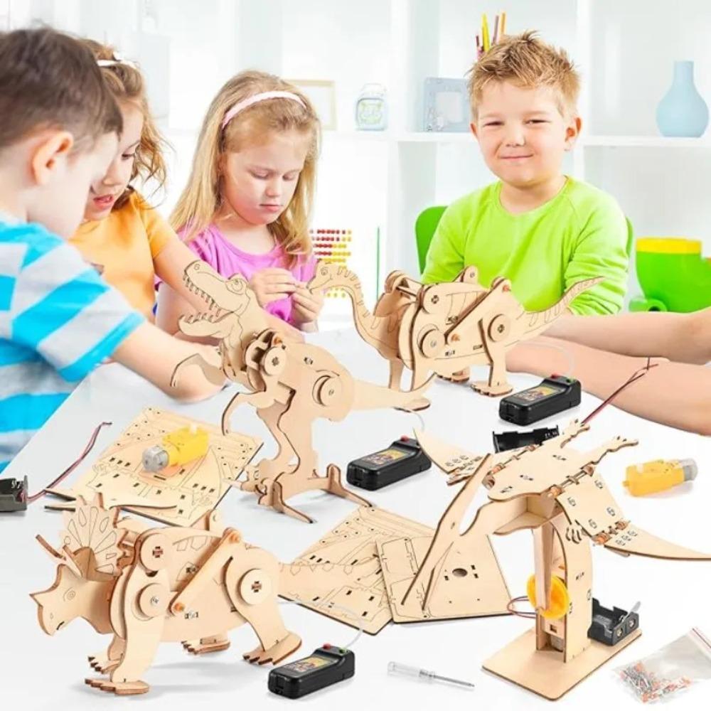 1/4 шт. STEM-игрушки Динозавр для детей 3D Деревянная модель-пазл Модель робота Набор для сборки DIY Образовательные Научные Строительные STEM-проекты Подарок