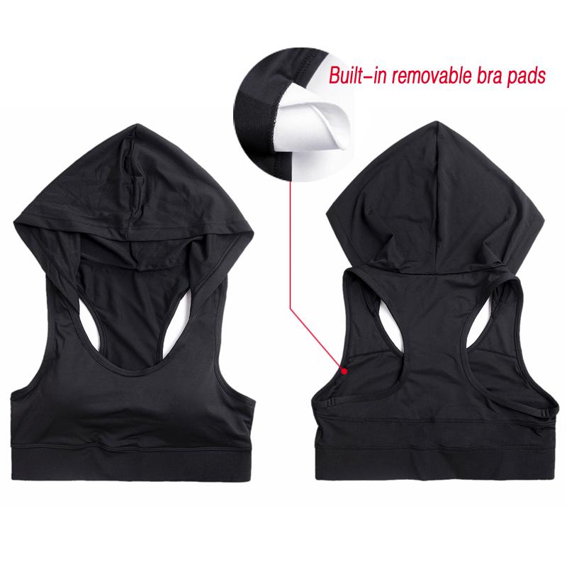 Women's Hooded Tank Top Yoga Fitness Exercise Running Quick Dry Breathable Top