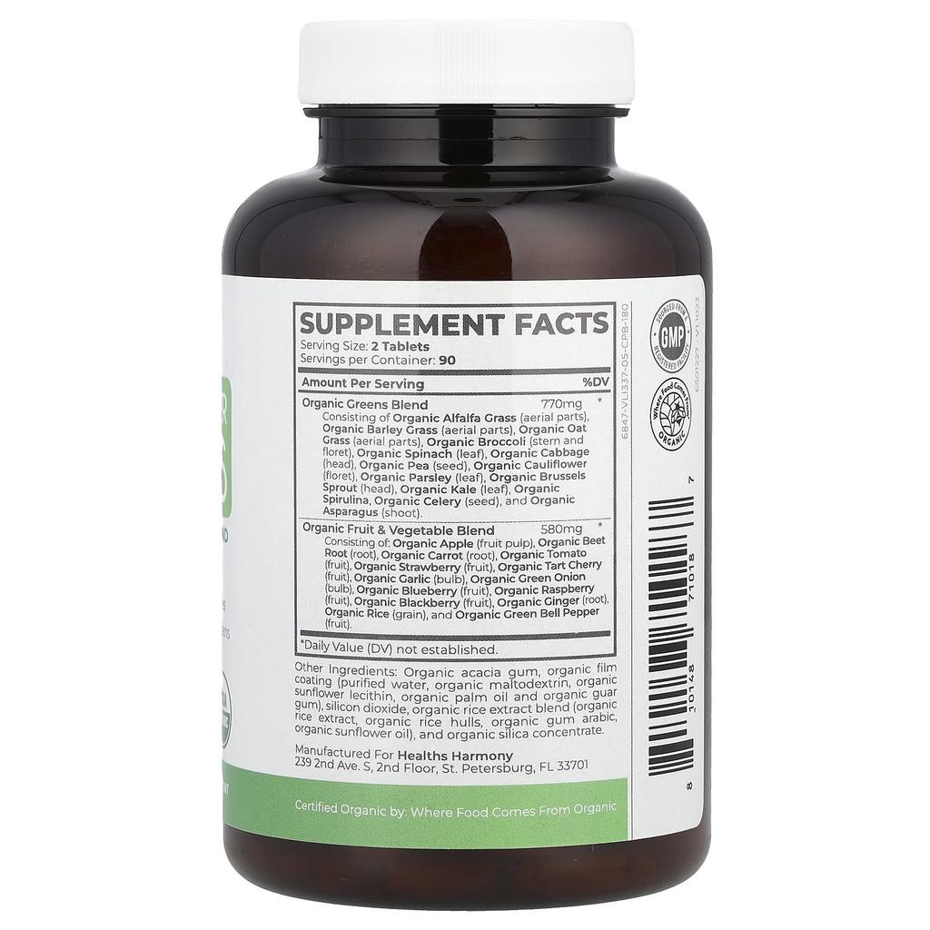 Organic Super Greens, 180 Tablets