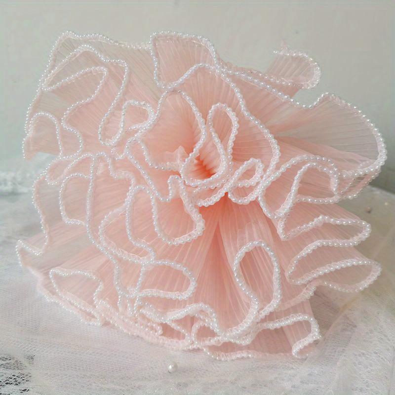 1pc 28cm*4 Yards Pearl Wavy Veil Flower Packaging Lace Bouquet DIY Baking Cake Decoration Flower Packaging Materials