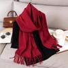 Luxury Solid Cashmere Scarf Women Winter Tassel Pashmina Handkerchief Shawl Lady Chuncky Pareo Soft Outdoor Windproof Bufanda