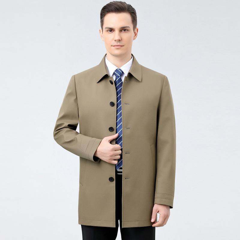 Ветровка из шелка Mulberry для мужчин среднего возраста на весну и осень, одежда для отцов среднего и пожилого возраста, тонкое пальто для деловых административных кадров