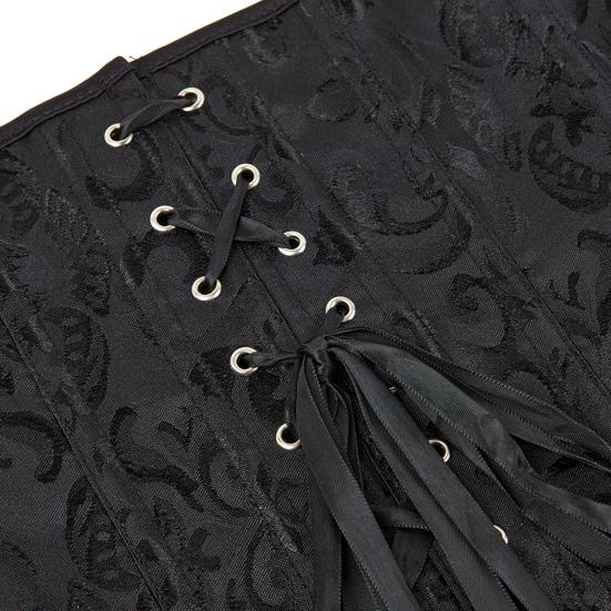 Palace Style Women Underbust Corset Adjustable Back Strap Floral Bustier Jacquard Design Body Shaping Girdle Cosplay Party Streetwear