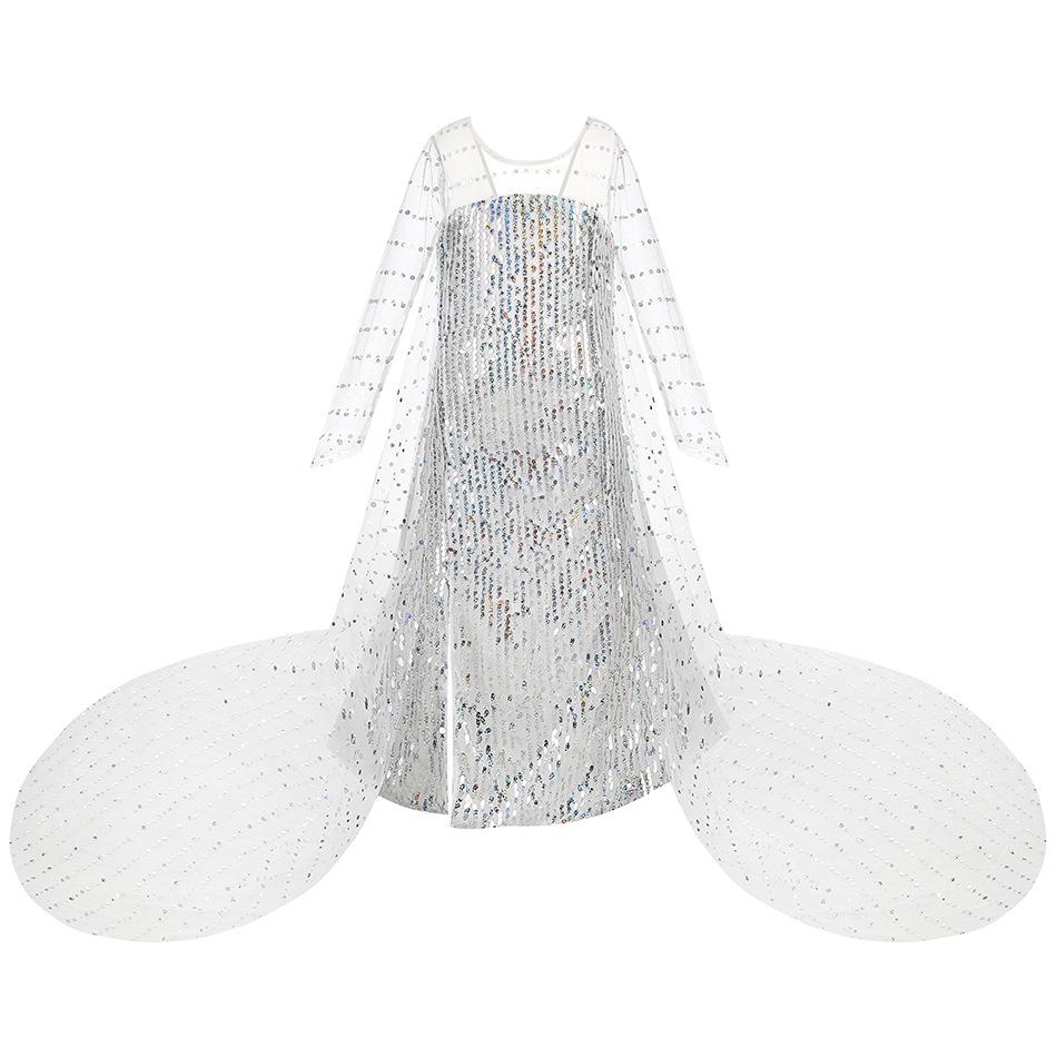 Elsa Sequin Classic Train Dress with Wig In Purple and Blue