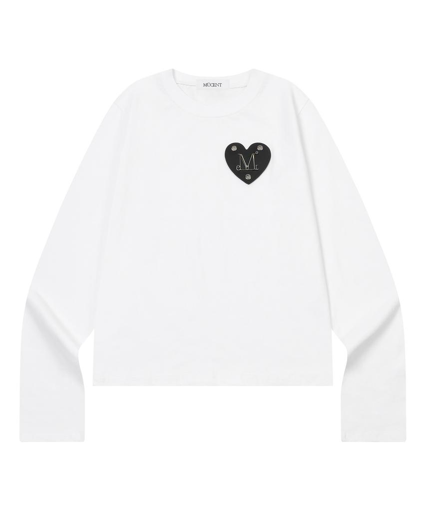 MUCENT Area Metal Logo Heart Patch Long Sleeve Tee (2 Colors)