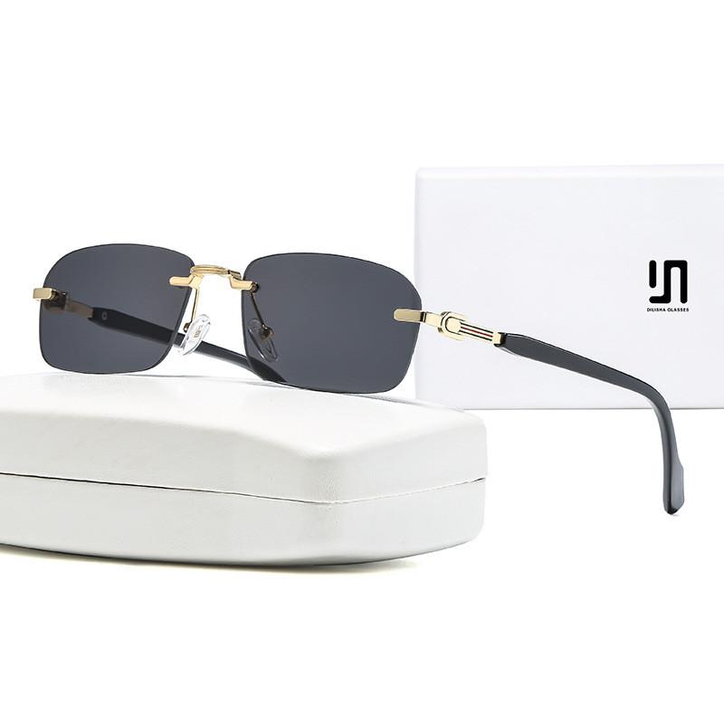 Стильные Унисекс Квадратные Металлические Солнцезащитные Очки с Серыми Поликарбонатными Линзами для Защиты от Солнца