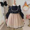 2024 New Style Girls' Autumn/Winter Princess Dress with Plus Velvet and Mesh Skirt