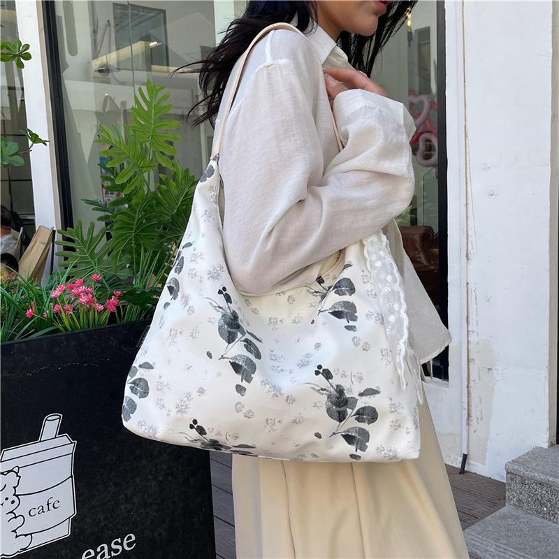 Женская большая холщовая сумка с цветочным принтом - летняя сумка для колледжа и поездок на работу