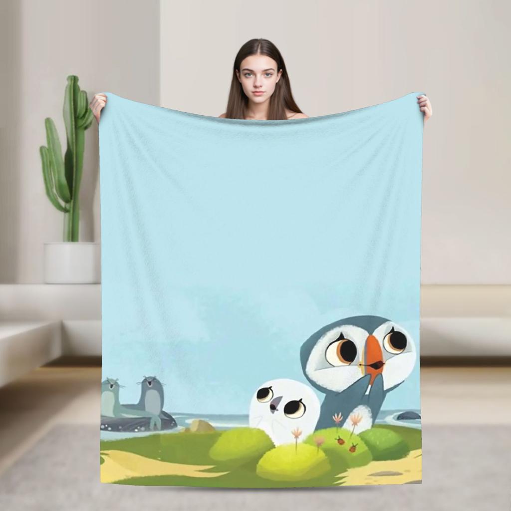 Puffins Rocks Plush Blankets Students Flannel Throw Blanket For Home Decor Soft Warm Design Quality Bedspread Birthday Present