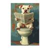 Vintage Animal Bathroom Wall Art, Funny Dog Retro Pop Art Canvas Painting, Nordic Toilet Poster Print for Restroom Room Decor