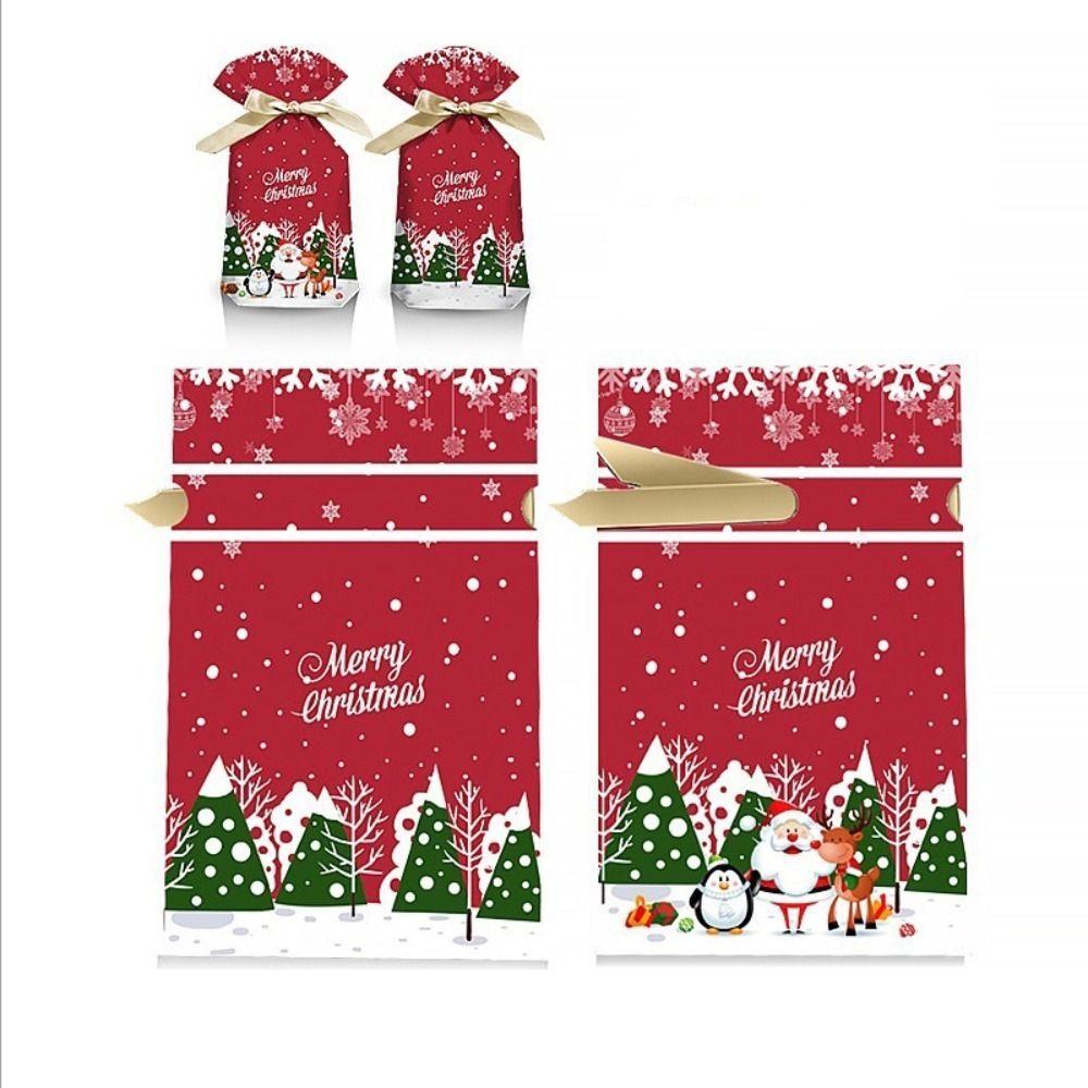 50 ШТ. Подарочные Коробки С Рождеством Xmas Мешки Для Конфет Снеговики Снежинки Мешки Для Печенья Санта-Клаус Мешок Для Конфетных Угощений Рождество