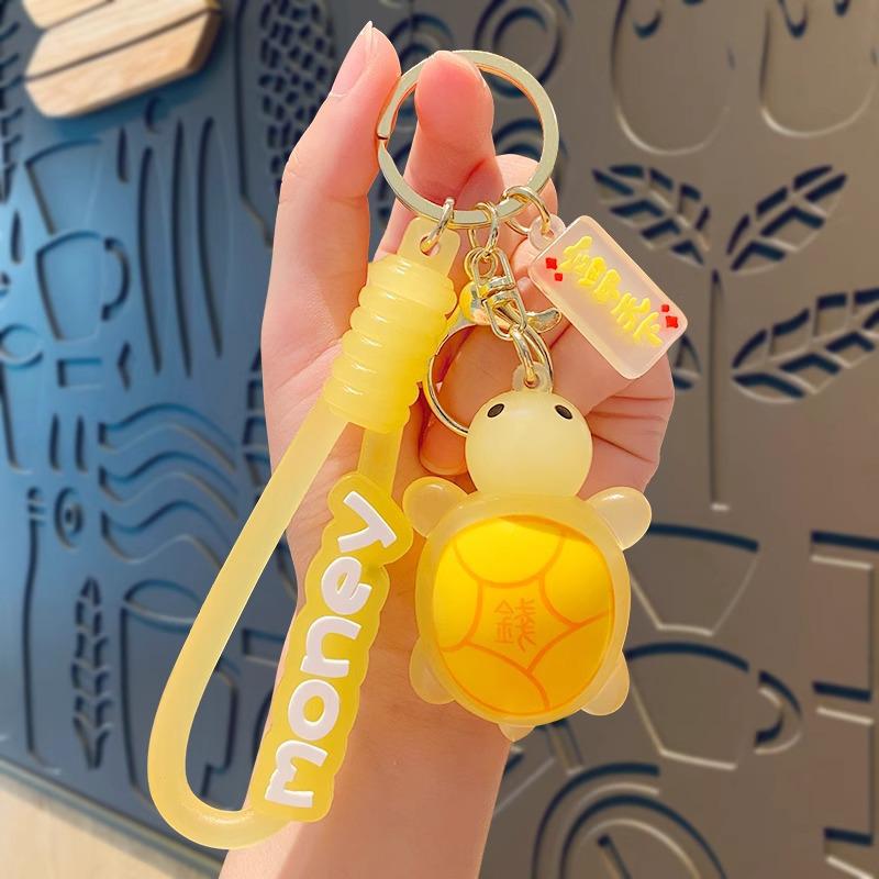 Internet Celebrity Silicone Turtle Couple Keychain - Cute Cartoon Bag Charm & Creative Backpack Pendant