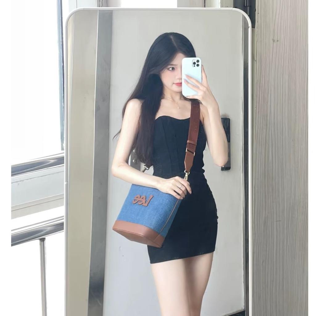 New Lee Fabric Crossbody Bags Regular Women's Denim Blue LE240071M-503