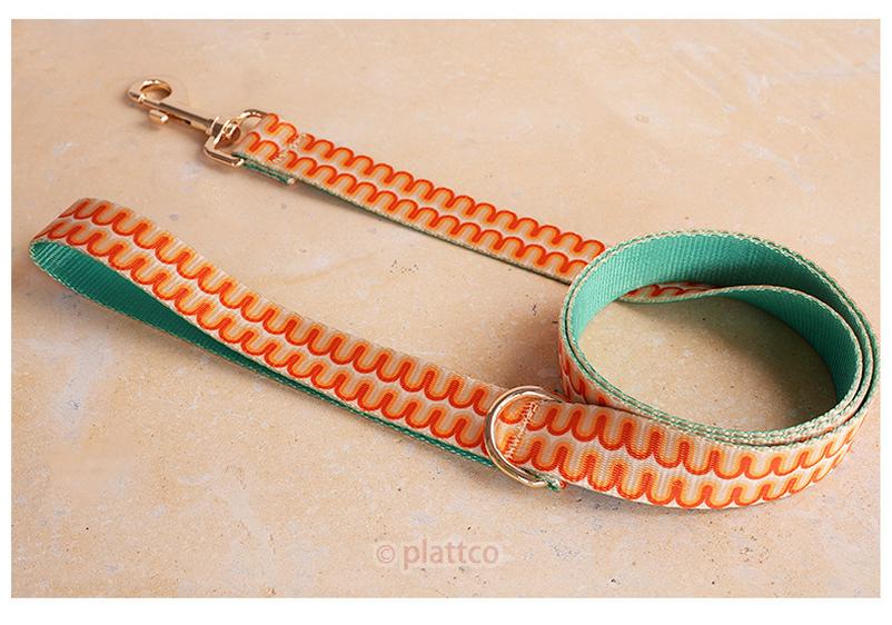 PLATTCO Оранжевая Волна Нейлоновый Ошейник для Собаки и Поводок Color Block PDL365