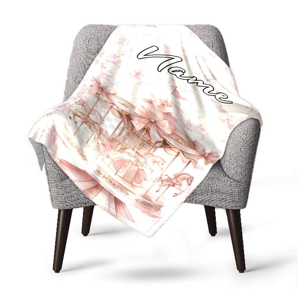 Carousel Home Customize Your Name Blankets Soft Cozy Lightweight Allseason Multipurpose Blanket For Picnics Sofas Offices Beds Living Rooms Suitable